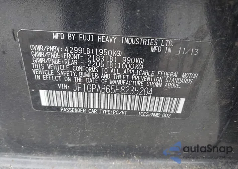 2014 Subaru Impreza Premium из США, поврежденный, VIN JF1GPAB65E8235204